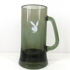 Playboy Bunny Green Smoked Glass 14 Oz Beer Stein 6 1/4 Inch Tall
